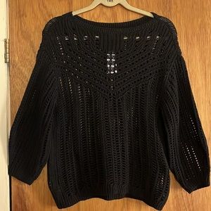 Loft black netted sweater, Medium.